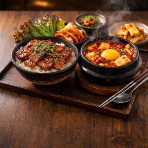 Kalbi Rice Bowl + Sundubu Jjigae