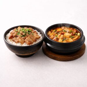 Pork Toro Rice Bowl + Miso Jjigae